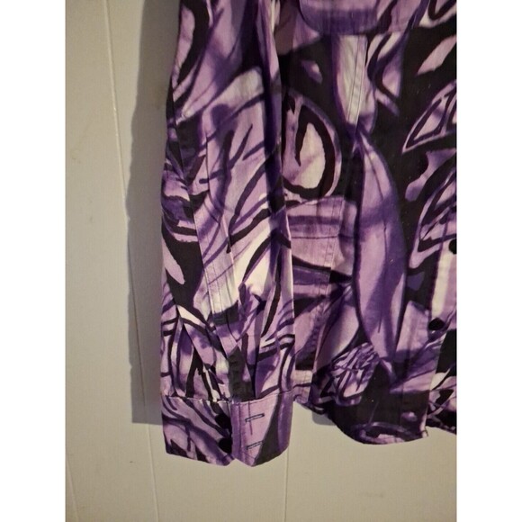 Additions By Chicos Purple Abstract Floral Long Sleeve Shirt Size 2 Chest 20... - Picture 2 of 5